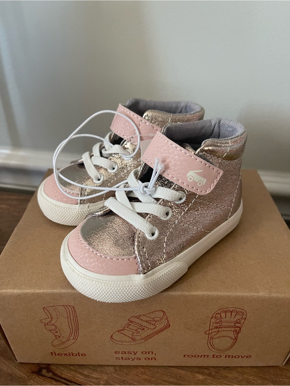 See Kai Run Metallic Pink High-Top Sneakers with Velcro Strap